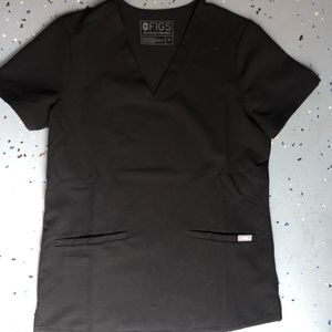 Figs Black Scrub Top